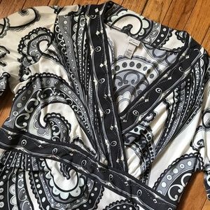 VENEZIA WHITE + GRAY BLOUSE WITH BEADING SZ 22/24